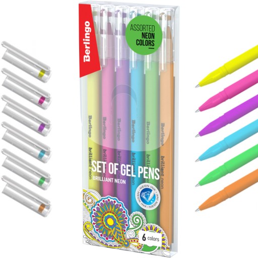 Brilantné neónové gélové pero 0,8 mm, 6 farieb