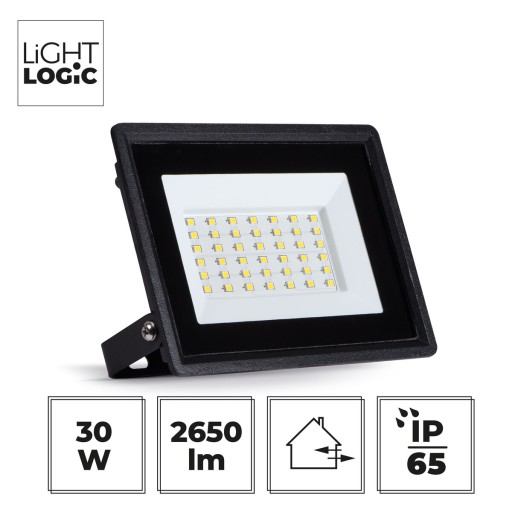 LED halogénový reflektor čierny IP65, svietidlo 30W
