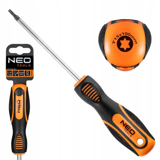 NEO SKRUTKOVAČ TORX SKRUTKOVAČ T15 X 100MM OCELOVÝ MAGNET POHODLNÁ RÚČKA 04-187