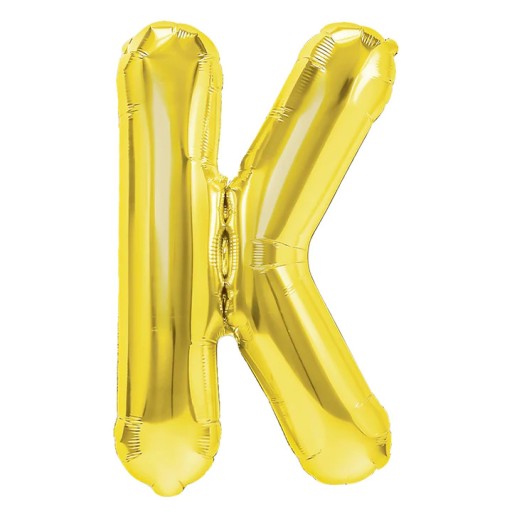Fóliový balón v tvare K, zlatý, 40 cm