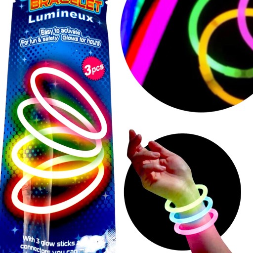 GLOW STICK náramok NEON light náramky svetlušiek 3 ks