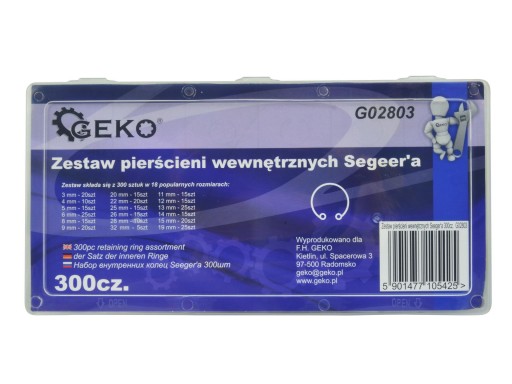 Sada vnútorného krúžku Seger 300 ks