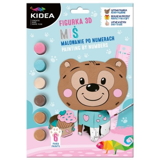 KIDEA 3D FARBA NA POSTAVY PODĽA ČÍSEL SADA FARBY BEAR
