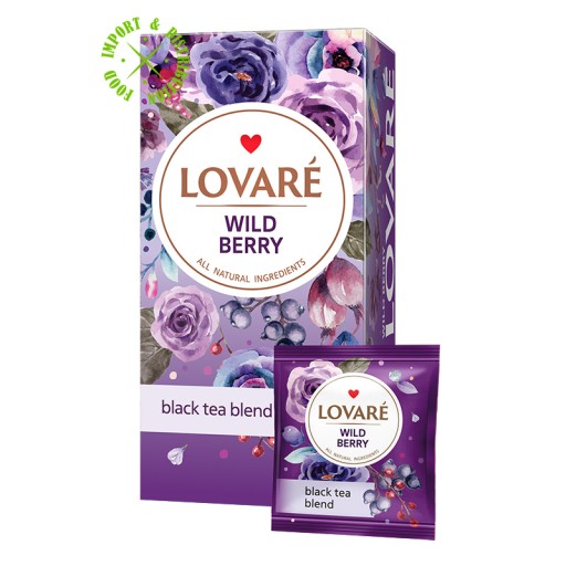 Lovare Wild Berries expresný čierny čaj s prísadami 24 sáčkov x 2g