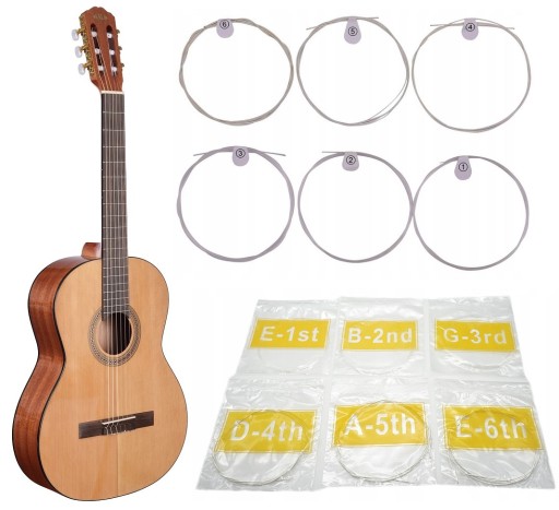 Struny pre klasickú gitaru, Nylon, Sada 6 ks
