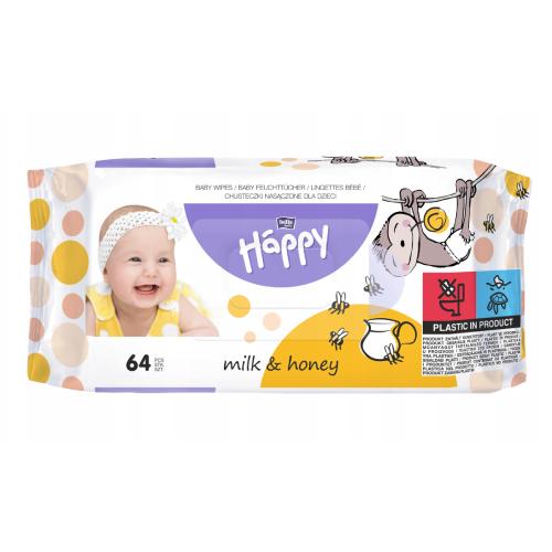 HAPPY vlhčené obrúsky Milk&Honey