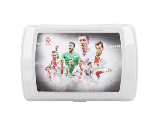 RAŇAJKOVÝ KONTAJNER NA SENDVIČE POĽSKÝ NÁRODNÝ NÁRODNÝ NÁRODNÝ BIELY REKLAMA GADGET