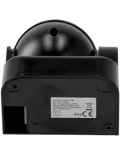 LED PIR pohybový senzor IP44 1200W PR013-čierna
