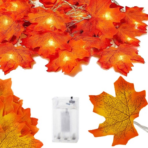 SVETELNÁ VENCICA S JAVOROVÝMI LISTMI 300cm 20 LED NA DOMÁCE DEKORÁCIE JESEŇ