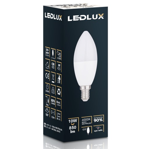 E14 LED žiarovka 10W = 90W SMD 4000K neutrálna Premium LEDLUX nebliká