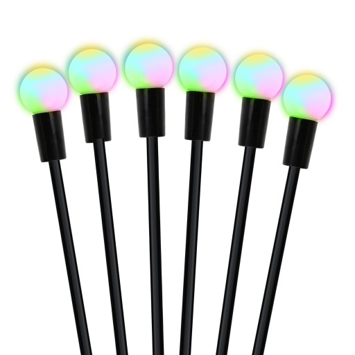 Solárna lampa, čierna, 6xLED, RGB gule, 70cm