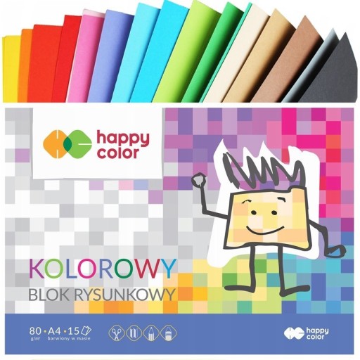 Podložka na kreslenie A4, farebné listy 15 farieb HAPPY