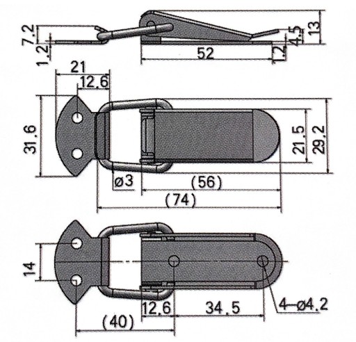 Oceľová záklopka 74x29,2mm
