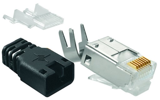 Zástrčka RJ45, kategória 6A, obrazovka, čierny kryt, Telegartner