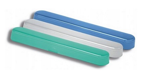 Jednorazové plastové puzdro na zubnú kefku na cesty