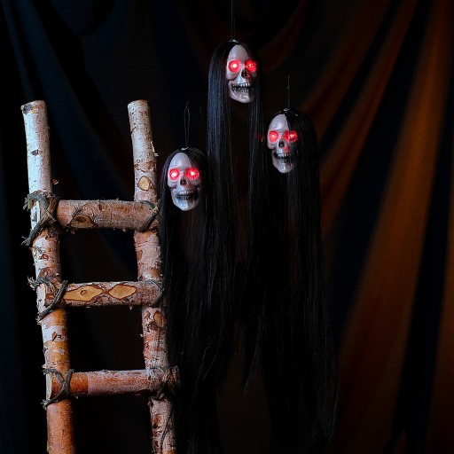 ZAVISIACA SVIETIACA HLAVA LEBKA LED DEKORCIA DO VLASOV HALLOWEENSKA OZNAKA 50cm