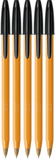 BIC ORANŽOVÝ ORIGINÁL JEMNÝ GULIČKOVÝ ČIERNY 5 KS.