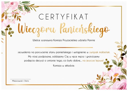 CERTIFIKÁT PRE HORNY PARTY A4 Boho II A4