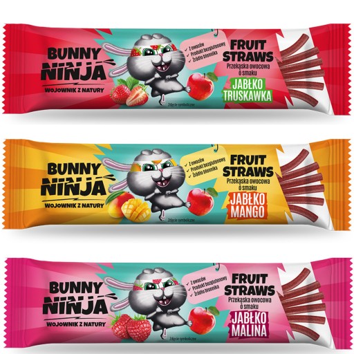 želé bez cukru BUNNY NINJA ovocný snack sada mix príchutí 3x 16g.