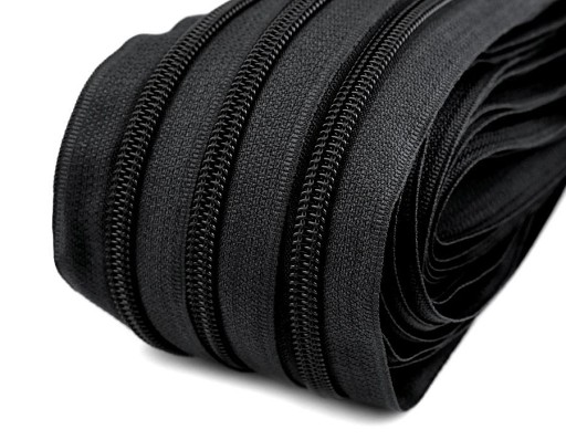 LuxTextil Zips Zips 5mm ŠPIRÁLA + 2 Zips Zipsy 1m ČIERNA
