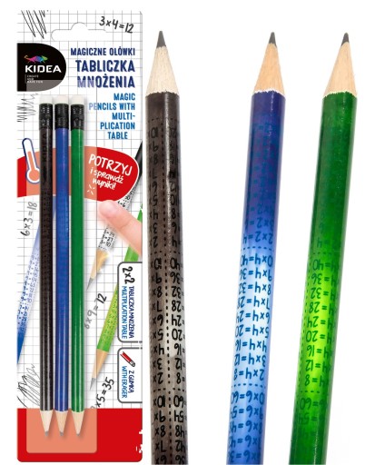 Čarovné ceruzky s násobilkou 3 kusy Kidea