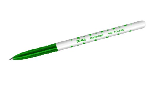Zelené guľôčkové pero s hviezdičkami Super Fine TO-059 TOMA