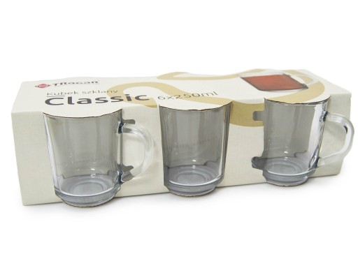 6x Sklenený hrnček 250 ml SMOOTH sklenená súprava