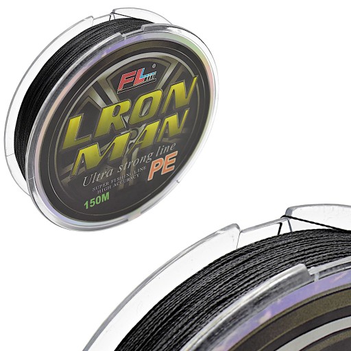 čierny pletený vlasec LRON MAN 150m PRO FL 0,12mm 8,4kg