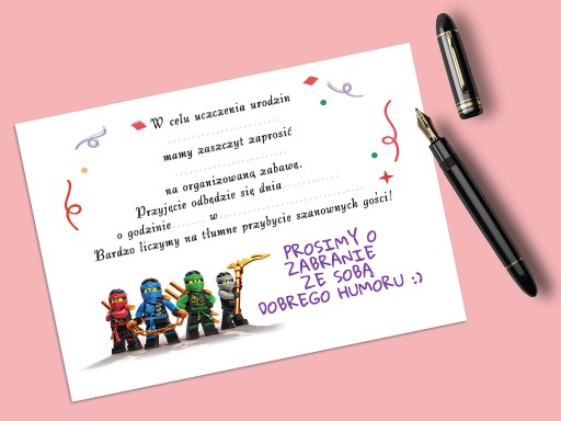 LEGO NINJAGO POZVÁNKA NA NARODENINY DIEŤAŤA + OBÁLKA ZDARMA