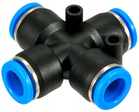 Krížový konektor automatickej zástrčky 12 mm PE PU pneumatická zástrčka