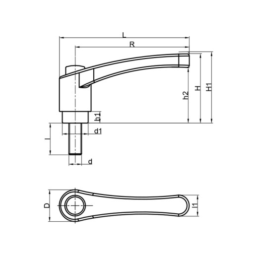 Upínacia páka oranžová 63mm so skrutkou M6x40