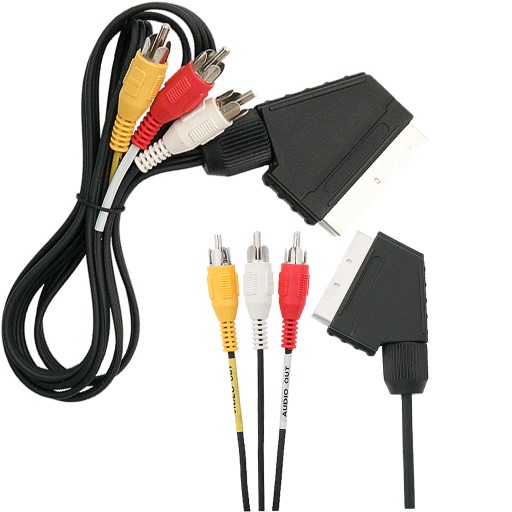 SCART KÁBEL EURO KONEKTOR - 3x RCA CINCH DVOJCESTNÝ PRE VHS VCR 1,5M