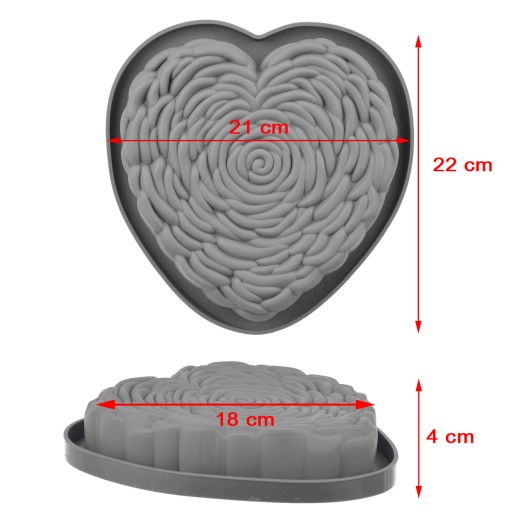 3D silikónová forma - srdce 21 x 4 cm