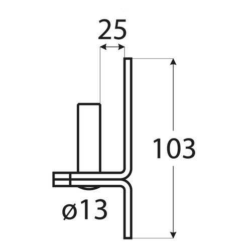 Držiak závesu brány Ø13 25x103 mm DMX