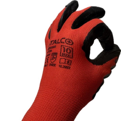 STALCO, polyester 10, červené, pracovné rukavice BOZP do záhrady a garáže