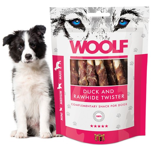 Pochúťka Woolf Duck and Rawhide Twister 100g 5069