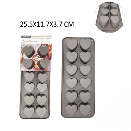 SILIKÓNOVÁ FORMA NA ĽAD 12 srdiečok 151563