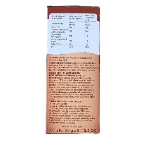 MOKATE CAPPUCINO BELGICKÁ ČOKOLÁDA 160g DÁTUM: 2025/06/02