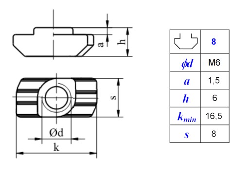 TORRIN matica s T-hlavou N8-M6