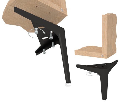 Nábytková noha 12 cm, čap typ V, moderná nábytková noha, čierna, loft