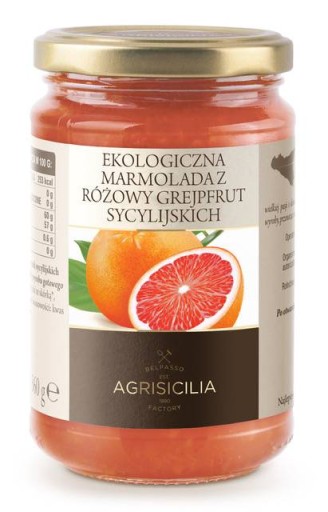 BIO RUŽOVÁ SICÍLINSKA GRAPFRUITSKÁ MARMELÁDA 360 g - AGRISICILIA