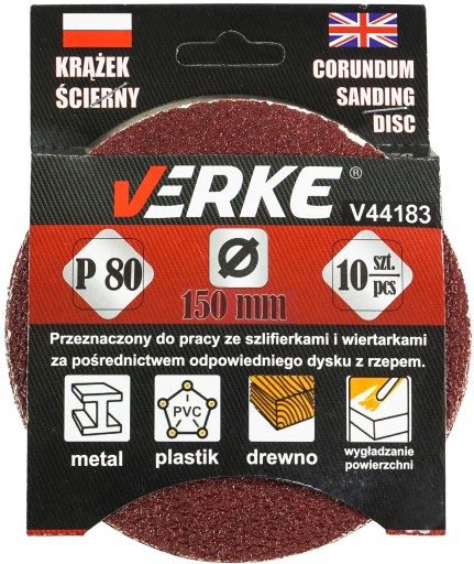 BRÚSNY PAPIER SAMOLEPIACIE KOTÚČE NA VELCRO PRE BRÚSKU 150mm P80 10 kusov