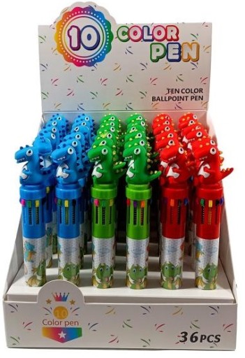 BALLPOINT 10 - FAREBNÝ DETSKÝ VIACFAREBNÝ MULTIFAREBNÝ DINOSAUR 10V1