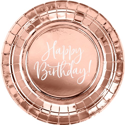 PAPER TABLES nápis HAPPY BIRTHDAY rose gold 6ks k narodeninám TLAČ