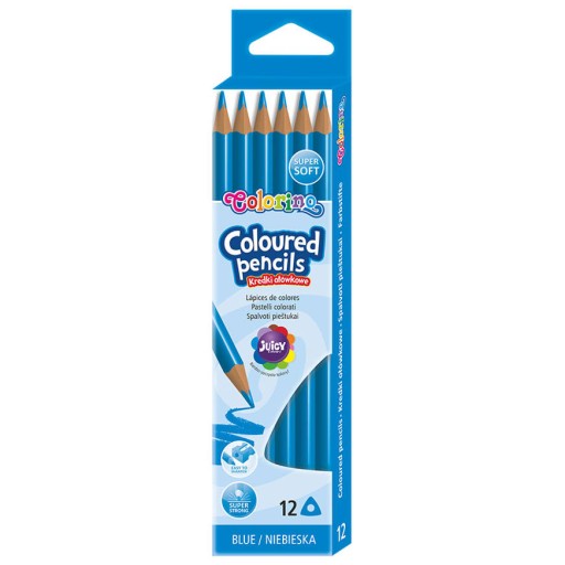 COLORINO TROJUHOLNÍKOVÉ PASTIELKY 12 ks MODRÁ
