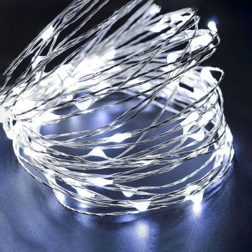 Svetlá na vianočný stromček, 100 LED drôtov, studená biela