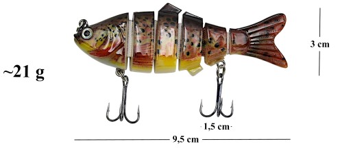 WOBLER na šťuky, zlomený, potápavý, 9,5 cm, 21 g