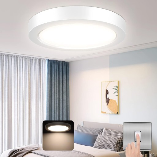 LED stropný panel, povrchová montáž, okrúhly, biely, 18 W, nebliká, CCD lampa