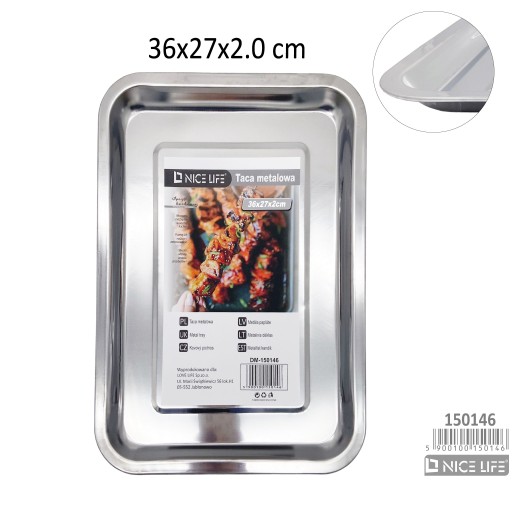 PLYTKÁ KOVOVÁ ZÁSOBNÍK – 36 X 27 X 2 CM – 150146