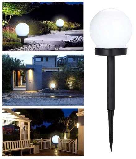 SOLÁRNA ZÁHRADNÁ LAMPA SILNÁ BIELA LED GUĽA XXL 2 ks